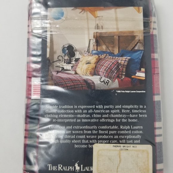 Ralph Lauren Madras King Pillowcases (2) Red Blue Plaid Preppy tartan - Picture 3 of 4